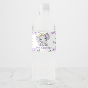 Rótulo De Garrafa De Vinho Imagem Dourada de Coroa de Elefante Floral
