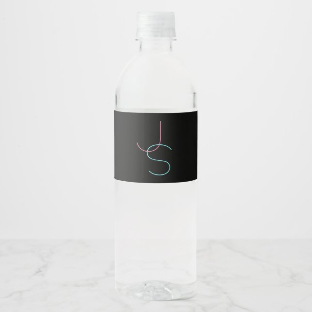Rótulo De Garrafa De Vinho Iniciais modernas e elegantes e editáveis (Frente)