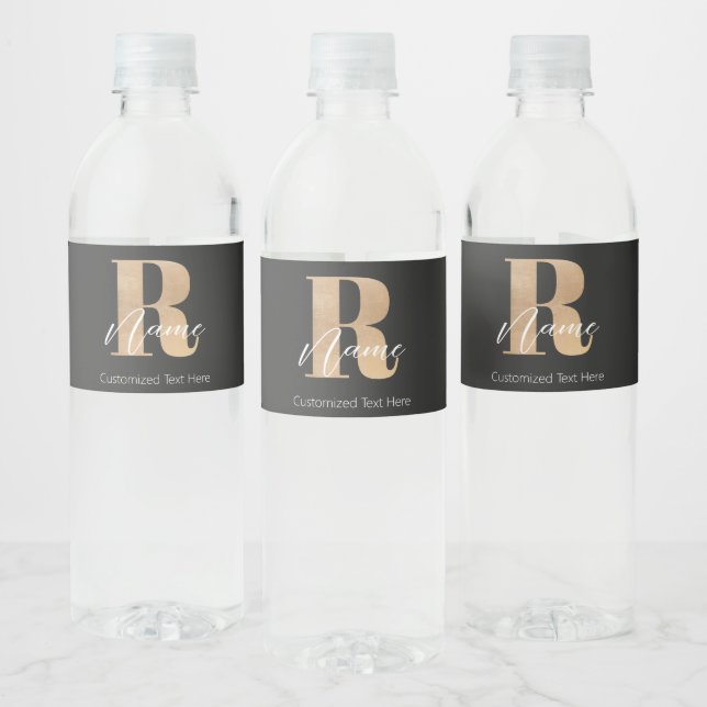 Rótulo De Garrafa De Vinho Inicial Moderna Monogramada R & Nome Personalizado (Garrafas)
