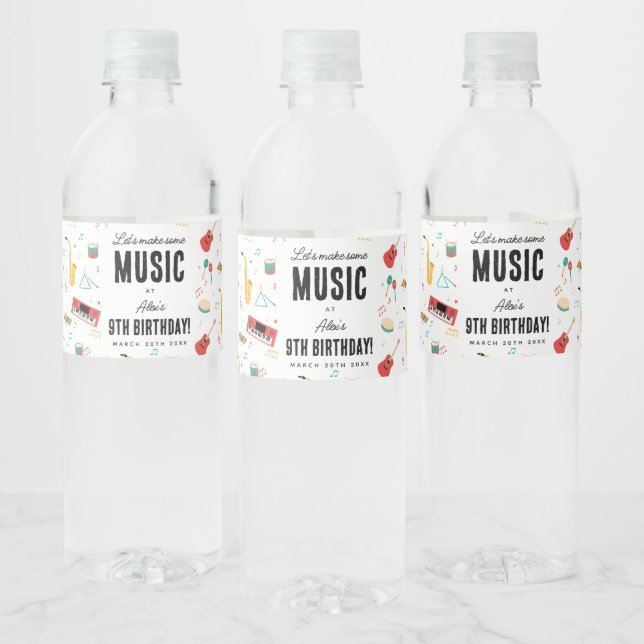 Rótulo De Garrafa De Vinho Instrumentos Musicais Tema Música Festa de Anivers (Garrafas)