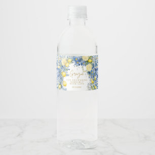 Rótulo De Garrafa De Vinho Itália Lemon Blue Azulejos Grazie Chá de panela