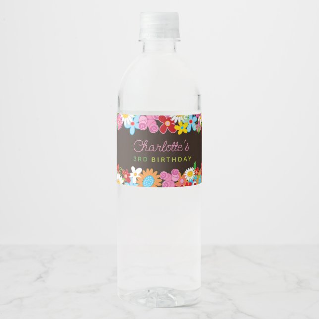 Rótulo De Garrafa De Vinho Jardim de Flores da Primavera Caprichoso Festa de  (Frente)