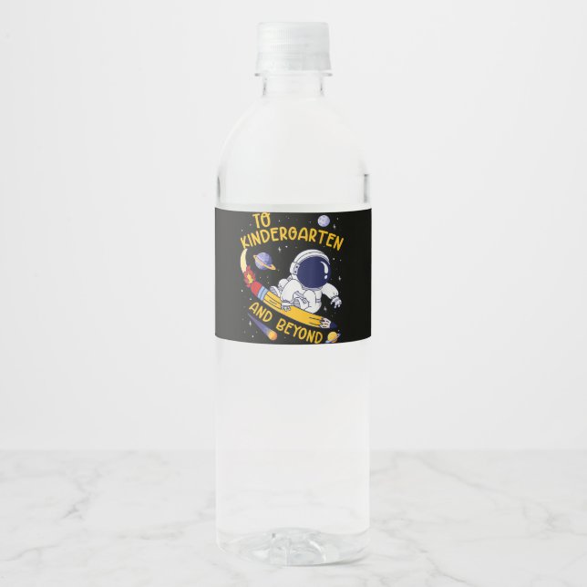 Rótulo De Garrafa De Vinho Jardim de Infância E Além Astronauta Volta às Aula (Frente)