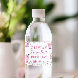 Rótulo De Garrafa De Vinho Jardim Floral de Fadas Borboleta Pastel Aniversári