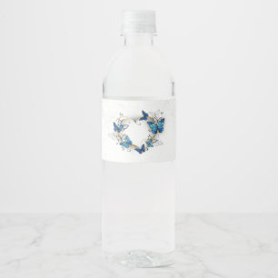 Rótulo De Garrafa De Vinho Jewelry Heart with Butterflies Morpho