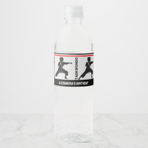 Rótulo De Garrafa De Vinho Jogador de Taekwondo, Garota de Aniversário, Equip