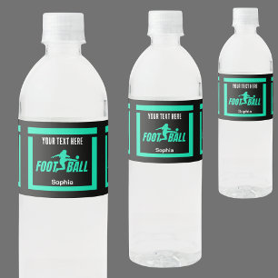 Rótulo De Garrafa De Vinho Jogadora de futebol verde, equipe de aniversários