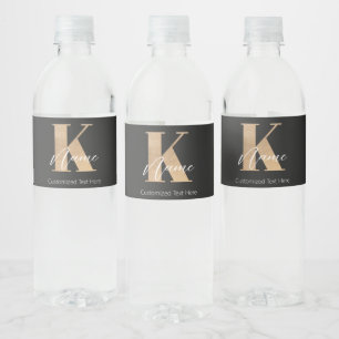 Rótulo De Garrafa De Vinho K & Name Iniciais Monogramados Modernos Personaliz