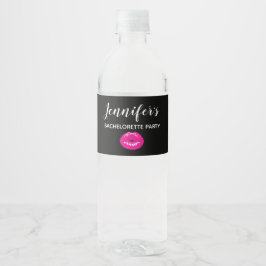 Rótulo De Garrafa De Vinho Lábios Brilhantes Rosa Quente em Despedida de Solt