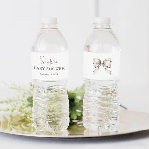 Rótulo De Garrafa De Vinho Laço em Fita Branco Vintage Chá de Bebê