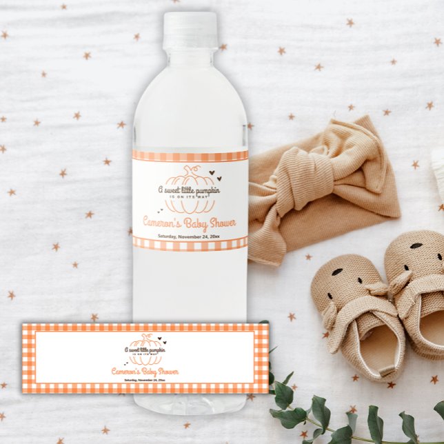 Rótulo De Garrafa De Vinho Laranja Pequena Abóbora Bebe Shower Outono (Criador carregado)