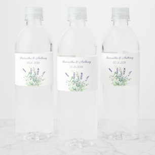 Rótulo De Garrafa De Vinho Lavanda Eucalyptus Watercolor Herbs Casamento