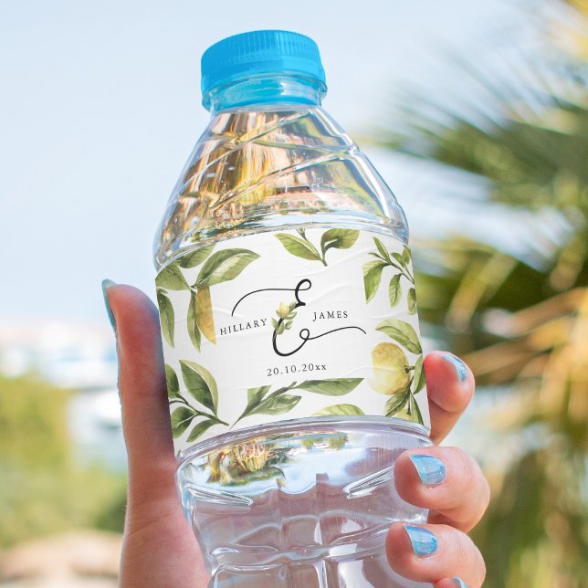 Rótulo De Garrafa De Vinho Lemon Sorrento Wedding (Criador carregado)