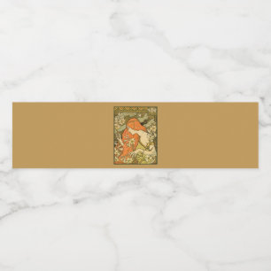 Rótulo De Garrafa De Vinho L'Ermitage French Nouveau Woman no Campo da Flor