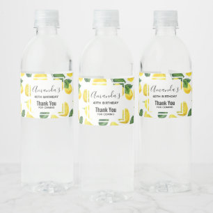 Rótulo De Garrafa De Vinho Limões Amarelos Padrão de Fruta de Aquarela Aniv