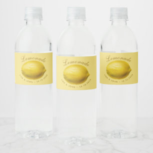 Rótulo De Garrafa De Vinho Limonada Amarelo Limão Arqueado Casamento Script