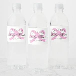 Rótulo De Garrafa De Vinho Lindo arco de fita rosa elegante para chá de bebê 