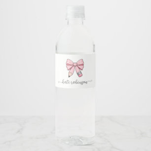Rótulo De Garrafa De Vinho Lindo Arco de Lápis Escolar Rosa Pastel Fofo 