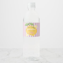 Rótulo De Garrafa De Vinho Listras Rosa Limões Laço Amarelo Graduação