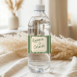 Rótulo De Garrafa De Vinho Listras Verdes Garrafa Casamento Retro Minimalista