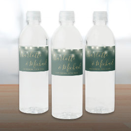 Rótulo De Garrafa De Vinho Luzes de Corda de Letra da Assinatura Verde Dourad