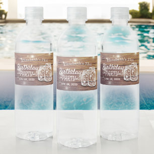 Rótulo De Garrafa De Vinho Luzes de madeira rústicas da corda do frasco de