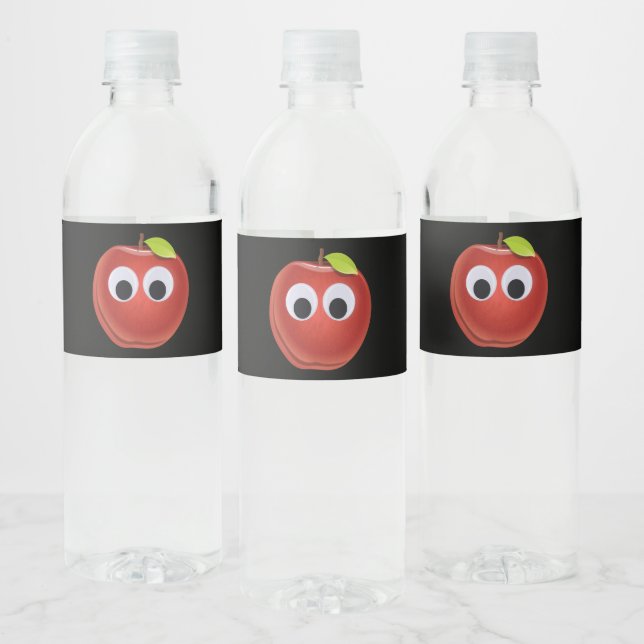 Rótulo De Garrafa De Vinho Maçã Vermelha Engraçada com Olhos Googados (Garrafas)