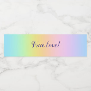 Rótulo De Garrafa De Vinho Magnífico Casamento Pastel Rainbow "Verdadeiro Am
