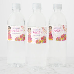 Rótulo De Garrafa De Vinho Mehndi, lindos guarda-chuvas de noiva indiana