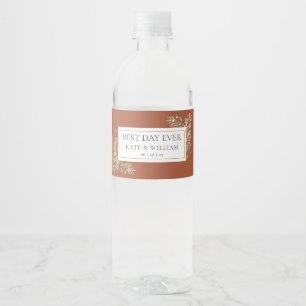 Rótulo De Garrafa De Vinho Melhor Dia Sempre Verdura Folhagem Terracota Casam