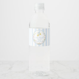 Rótulo De Garrafa De Vinho Meninas Limão Laço Azul Floral