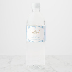 Rótulo De Garrafa De Vinho Menino Kawaii Azul Arco Bebê Shower Dumpling Asiát