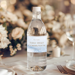 Rótulo De Garrafa De Vinho Menino Primeira Comunhão Aquarela Azul