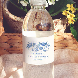 Rótulo De Garrafa De Vinho Mercado de Flores Desenho à Mão Chá de Noiva