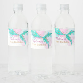 Rótulo De Garrafa De Vinho Mermaid Tail Watercolor Teal Green Girl Aniversári