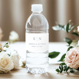 Rótulo De Garrafa De Vinho Mínimo e branco chico e azul | Casamento Monograma