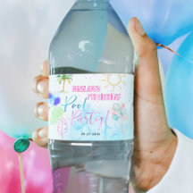 Modern Neon Glow Watercolor Pool Party Birthday