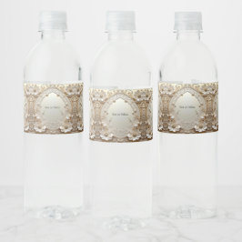 Rótulo De Garrafa De Vinho Modern White Flowers Pearls Water Bottle Label