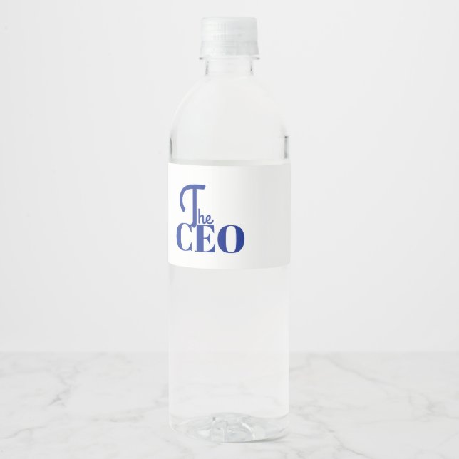 Rótulo De Garrafa De Vinho Moderno Minimal O CEO Azul (Frente)