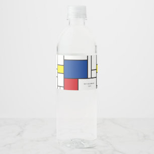 Rótulo De Garrafa De Vinho Mondrian Minimalist Geometric De Stijl Modern Art