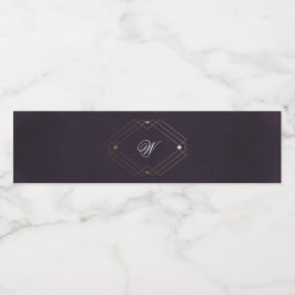 Rótulo De Garrafa De Vinho Monograma de Caligrafia Roxa Dourada Clássica