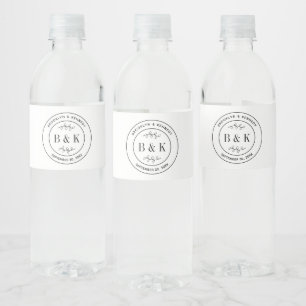 Rótulo De Garrafa De Vinho Monograma de Casamento de Nome de Casal Floral Bot