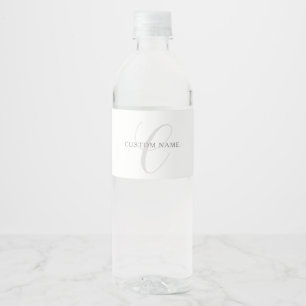 Rótulo De Garrafa De Vinho Monograma Moderno Elegante Cinza e Branco (editá