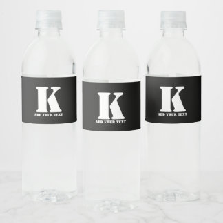 Rótulo De Garrafa De Vinho Monograma Personalizado Preto Moderno Texto Person