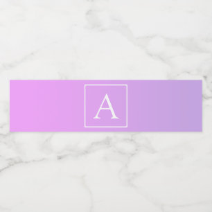 Rótulo De Garrafa De Vinho Monograma Simples Ombre Rosa/Roxo Sutil