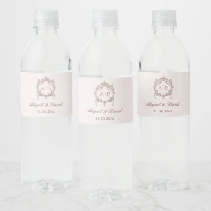 Rótulo De Garrafa De Vinho Monogramas Clássicos Vintage de Cimeira para Casam