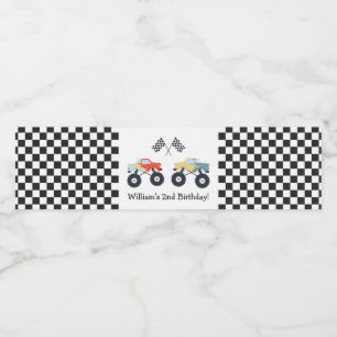 Rótulo De Garrafa De Vinho Monster Truck Party