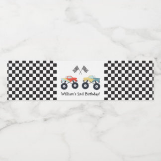 Rótulo De Garrafa De Vinho Monster Truck Party