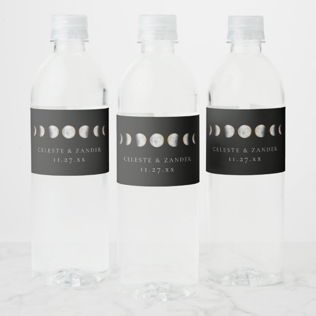Rótulo De Garrafa De Vinho Moon Gelado Fases de Água de Casamento Rótulo de G (Garrafas)