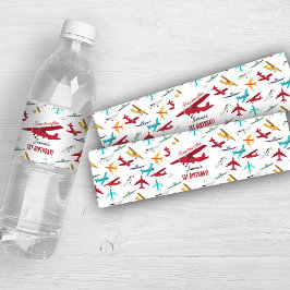 Rótulo De Garrafa De Vinho Moscas de primeiro aniversario de avião